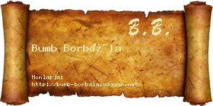 Bumb Borbála névjegykártya